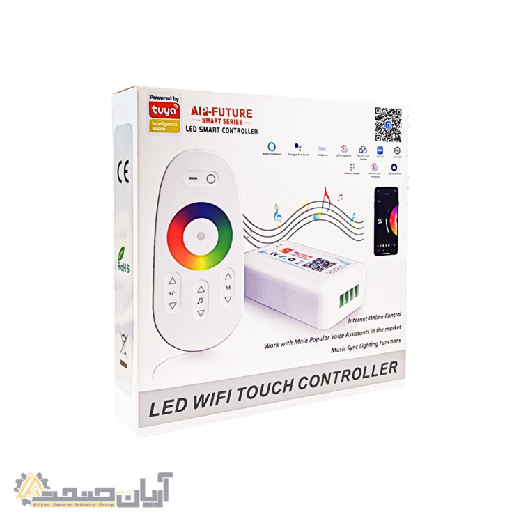 کنترلر لمسی و وای‌فای LED هوشمند | سازگار با ریسه‌های ۱۲ و ۲۴ ولت + کنترل دمای رنگ CCT