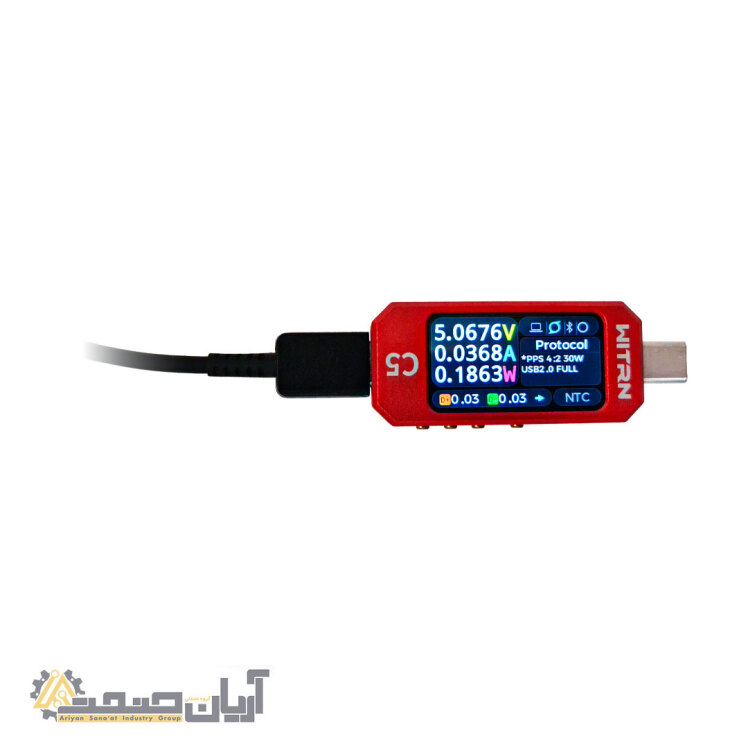 تستر USB مدل WITRN C5 – ابزار حرفه‌ای اندازه‌گیری ولتاژ، جریان و تست شارژ سریع