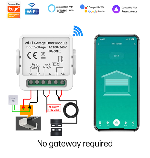  ماژول کنترلر هوشمند درب پارکینگ و کرکر(Tuya Wi-Fi Garage Door Module 