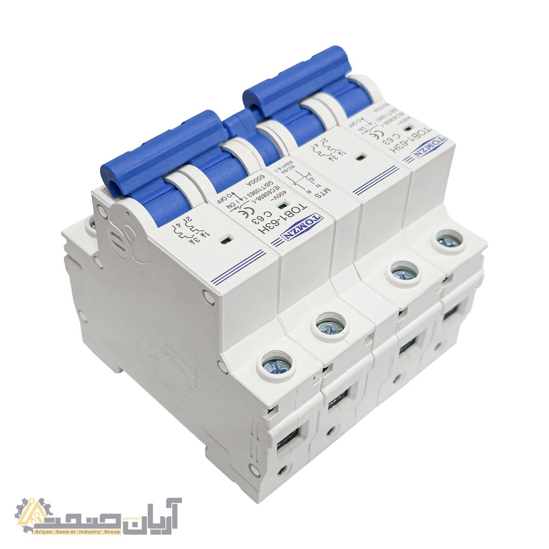 کلید انتقال برق دستی دو منبع TOB1-63H MTS-Changeover–2P+2P،قدرت قطع 6kA 
