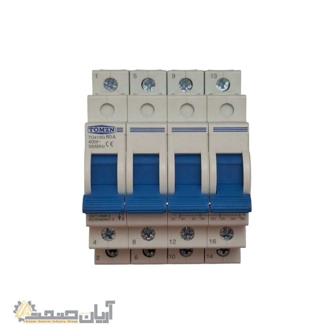  کلید چنج اور دستی TOMZN TO419G-80A 4P | کلید انتقال دستی برق شهر و ژنراتور 80 آمپر 